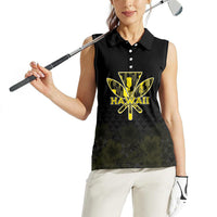 Personalised Aloha Hawaii Kahili Women Sleeveless Polo Shirt Kanaka Maoli With Kakau Pattern LT05 - Polynesian Pride