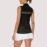 Personalised Aloha Hawaii Kahili Women Sleeveless Polo Shirt Kanaka Maoli With Kakau Pattern LT05 - Polynesian Pride