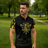 Personalised Aloha Hawaii Kahili Zipper Polo Shirt Kanaka Maoli With Kakau Pattern LT05 - Polynesian Pride
