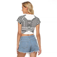 Philippines Igorot Tribal Inspired Raglan Cropped T Shirt White Version LT05 - Polynesian Pride