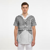 Philippines Igorot Tribal Inspired Scrub Top White Version LT05 - Polynesian Pride