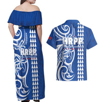 Samoa HRPP Party Couples Matching Off Shoulder Maxi Dress and Hawaiian Shirt Polynesian Pattern - Polynesian Pride