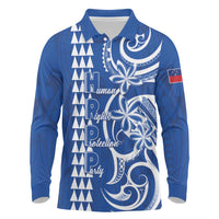 Samoa HRPP Party Long Sleeve Polo Shirt Polynesian Pattern LT05 Blue - Polynesian Pride
