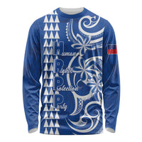 Samoa HRPP Party Long Sleeve Shirt Polynesian Pattern LT05 Unisex Blue - Polynesian Pride