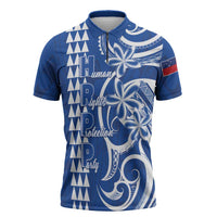 Samoa HRPP Party Zipper Polo Shirt Polynesian Pattern LT05 Blue - Polynesian Pride
