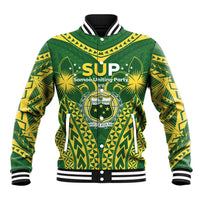 Samoa SUP Baseball Jacket Samoan Coat Of Arms LT05 Unisex Green - Polynesian Pride