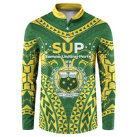 Samoa SUP Button Sweatshirt Samoan Coat Of Arms LT05 Green - Polynesian Pride
