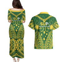 Samoa SUP Couples Matching Puletasi and Hawaiian Shirt Samoan Coat Of Arms LT05 - Polynesian Pride