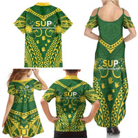 Samoa SUP Family Matching Summer Maxi Dress and Hawaiian Shirt Samoan Coat Of Arms - Polynesian Pride