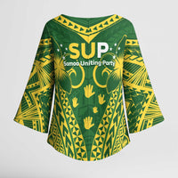 Samoa SUP Kimono Sleeve Blouse Samoan Coat Of Arms LT05 - Polynesian Pride