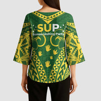 Samoa SUP Kimono Sleeve Blouse Samoan Coat Of Arms LT05 - Polynesian Pride