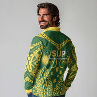 Samoa SUP Long Sleeve Polo Shirt Samoan Coat Of Arms LT05 - Polynesian Pride