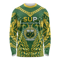 Samoa SUP Long Sleeve Shirt Samoan Coat Of Arms LT05 Unisex Green - Polynesian Pride
