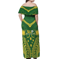 Samoa SUP Off Shoulder Maxi Dress Samoan Coat Of Arms - Polynesian Pride