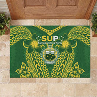 Samoa SUP Rubber Doormat Samoan Coat Of Arms LT05 Green - Polynesian Pride