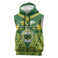 Samoa SUP Sleeveless Hoodie Samoan Coat Of Arms LT05 Green - Polynesian Pride
