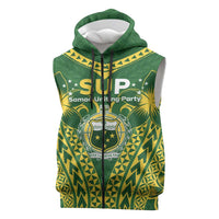 Samoa SUP Sleeveless Zip Hoodie Samoan Coat Of Arms LT05 Green - Polynesian Pride