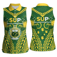 Samoa SUP Women Sleeveless Polo Shirt Samoan Coat Of Arms LT05 - Polynesian Pride