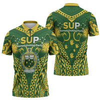 Samoa SUP Zipper Polo Shirt Samoan Coat Of Arms LT05 - Polynesian Pride