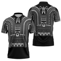 Philippines Igorot Tribal Art Tattoo Black Zipper Polo Shirt LT05 - Polynesian Pride