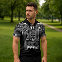Philippines Igorot Tribal Art Tattoo Black Zipper Polo Shirt LT05 - Polynesian Pride