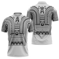 Philippines Igorot Tribal Art Tattoo White Zipper Polo Shirt LT05 - Polynesian Pride