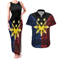 Philippines Sun Star Couples Matching Tank Maxi Dress and Hawaiian Shirt Igorot Tribal Inspiration - Polynesian Pride