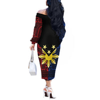 Philippines Sun Star Off The Shoulder Long Sleeve Dress Igorot Tribal Inspiration - Polynesian Pride