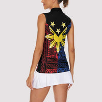 Philippines Sun Star Women Sleeveless Polo Shirt Igorot Tribal Inspiration - Polynesian Pride