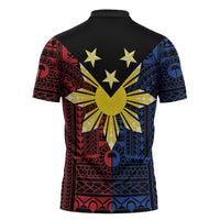 Philippines Sun Star Zipper Polo Shirt Igorot Tribal Inspiration - Polynesian Pride
