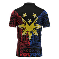 Philippines Sun Star Zipper Polo Shirt Igorot Tribal Inspiration LT05 - Polynesian Pride