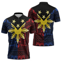 Philippines Sun Star Zipper Polo Shirt Igorot Tribal Inspiration LT05 - Polynesian Pride