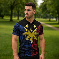 Philippines Sun Star Zipper Polo Shirt Igorot Tribal Inspiration LT05 - Polynesian Pride