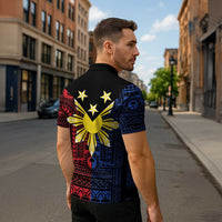 Philippines Sun Star Zipper Polo Shirt Igorot Tribal Inspiration - Polynesian Pride