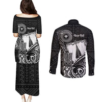 Personalized Hawaii Makahiki Season Couples Matching Puletasi Dress and Long Sleeve Button Shirts Akua Loa Polynesian Pattern LT05 - Polynesian Pride