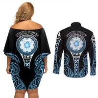Personalized Fiji Obstacle Race 2023 Couples Matching Off Shoulder Short Dress and Long Sleeve Button Shirts Go Champion LT05 - Polynesian Pride