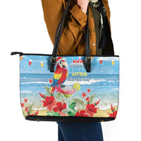Hawaii Christmas Leather Tote Bag Funny Macaw Parrot Tropical Vibe LT05 - Polynesian Pride