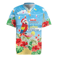 Hawaii Christmas Rugby Jersey Funny Macaw Parrot Tropical Vibe LT05 Blue - Polynesian Pride