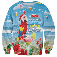 Hawaii Christmas Sweatshirt Funny Macaw Parrot Tropical Vibe LT05 Unisex Blue - Polynesian Pride