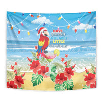 Hawaii Christmas Tapestry Funny Macaw Parrot Tropical Vibe LT05 - Polynesian Pride