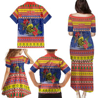 New Caledonia Christmas Family Matching Puletasi and Hawaiian Shirt Kanaky Poinsettia Joyeux Noel
