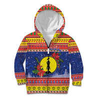 New Caledonia Christmas Kid Hoodie Kanaky Poinsettia Joyeux Noel