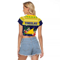 Tokelau Christmas Raglan Cropped T Shirt Tokelauan Badge Manuia Te Kilihimahi