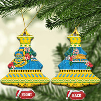 Tuvalu Christmas Ceramic Ornament Coat Of Arms Manuia Te Kilisimasi LT05 Christmas Tree Yellow - Polynesian Pride