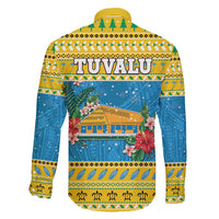 Tuvalu Christmas Family Matching Long Sleeve Bodycon Dress and Hawaiian Shirt Coat Of Arms Manuia Te Kilisimasi
