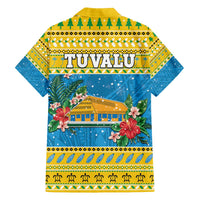 Tuvalu Christmas Family Matching Off The Shoulder Long Sleeve Dress and Hawaiian Shirt Coat Of Arms Manuia Te Kilisimasi