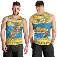 Tuvalu Christmas Men Tank Top Coat Of Arms Manuia Te Kilisimasi LT05 - Polynesian Pride