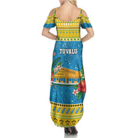 Tuvalu Christmas Summer Maxi Dress Coat Of Arms Manuia Te Kilisimasi LT05 - Polynesian Pride