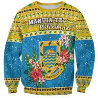 Tuvalu Christmas Sweatshirt Coat Of Arms Manuia Te Kilisimasi LT05 Unisex Yellow - Polynesian Pride