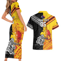 New Zealand And Papua New Guinea Rugby Custom Couples Matching Short Sleeve Bodycon Dress and Hawaiian Shirt Maori Kiwi With Bird of Paradise